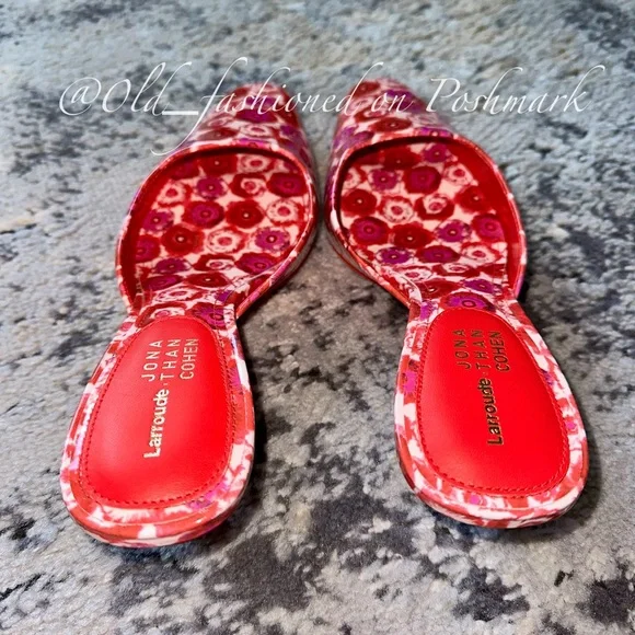 LARROUDÉ x Jonathan Cohen Amal Mule - Red Abstract Printed Patent Leather